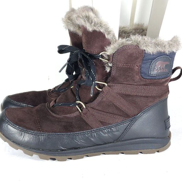 Sorel Women's TIVOLI US 9 Cattail Brown Lined Faux Fur Lace Up Snow Boots - Picture 2 of 16